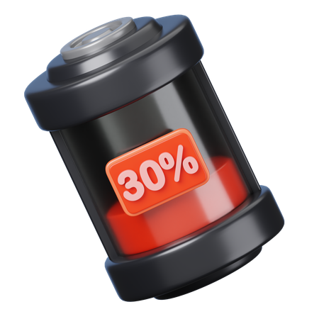 30 Percent Battery  3D Icon