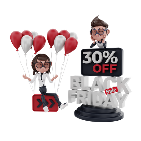 30 Percent Black Friday Sale  3D Icon