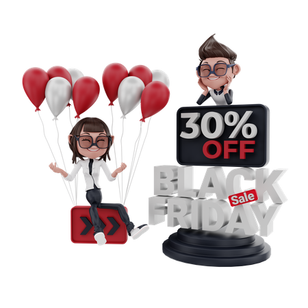 30 Percent Black Friday Sale  3D Illustration