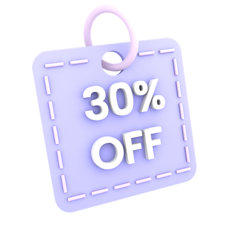 30 Percent Discount Tag  3D Icon