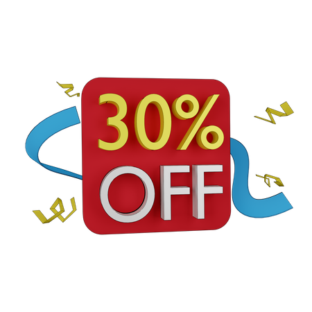 30 Percent Discount Tag  3D Icon