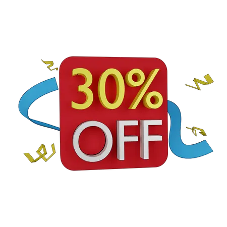 30 Percent Discount Tag  3D Icon