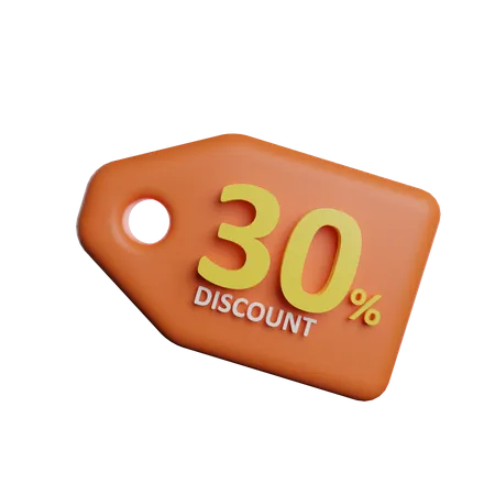 30 Percent Discount Tag  3D Illustration