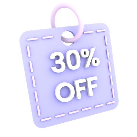 30 Percent Discount Tag 3D Icon