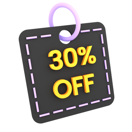30 Percent Discount Tag 3D Icon