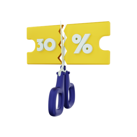 30 Percent discount voucher  3D Illustration