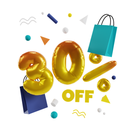 30 Percent Off  3D Illustration