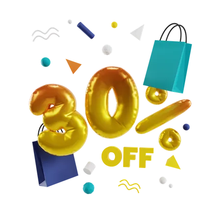 30 Percent Off  3D Illustration