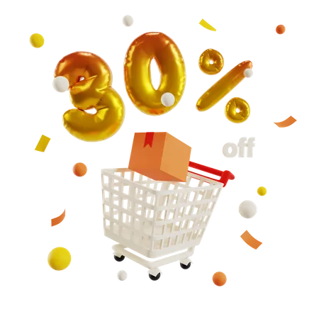 30 Percent Off  3D Illustration