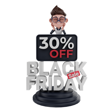 30 Percent Off On Black Friday Sale  3D Icon
