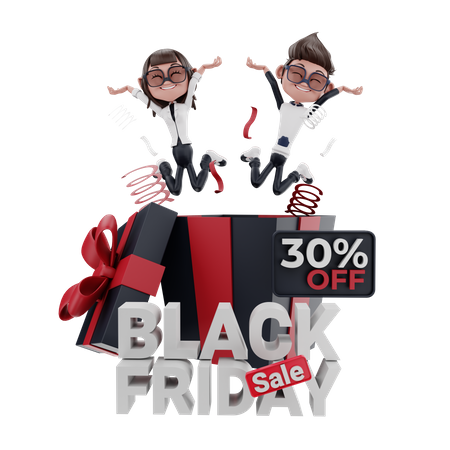 30 Percent Off On Black Friday Sale  3D Illustration