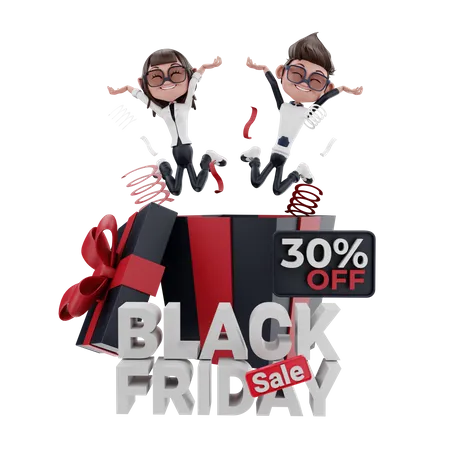 30 Percent Off On Black Friday Sale  3D Illustration