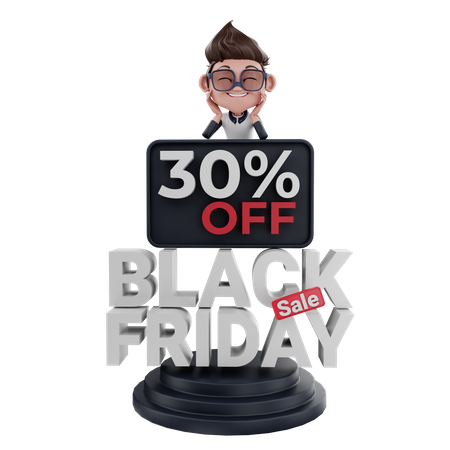 30 Percent Off On Black Friday Sale 3D Illustration