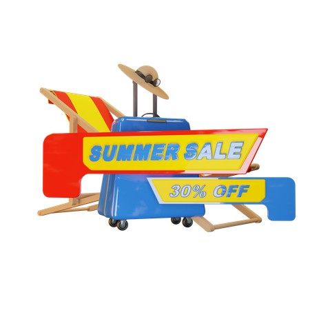 30 Percent off Summer Sale 3D Illustration