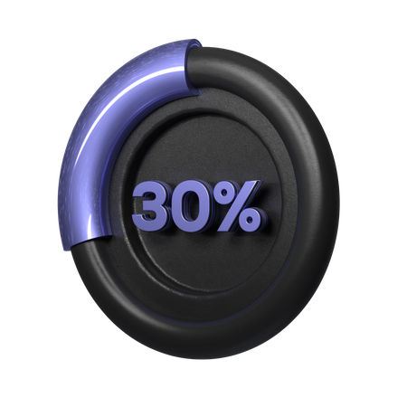 30 Percent Pie Chart  3D Icon