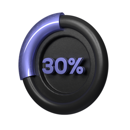 30 Percent Pie Chart 3D Illustration