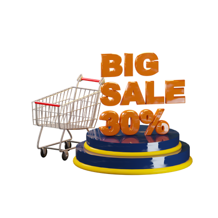 30 Percent shopping sale  3D Illustration