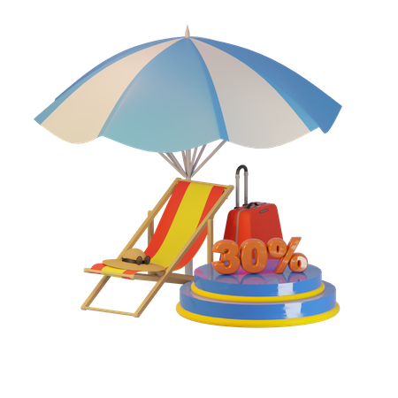 30 Percent Summer Sale 3D Illustration