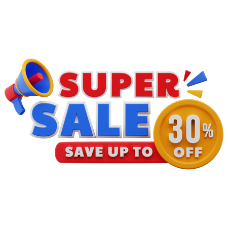 30 Percent Super Sale 3D Illustration