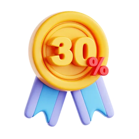 30 Percentage  3D Icon
