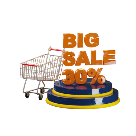 Venta de compras del 30 por ciento  3D Illustration