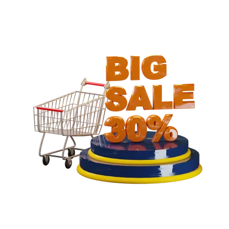 Venta de compras del 30 por ciento  3D Illustration