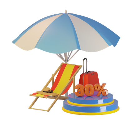 30 por ciento de oferta de verano  3D Illustration