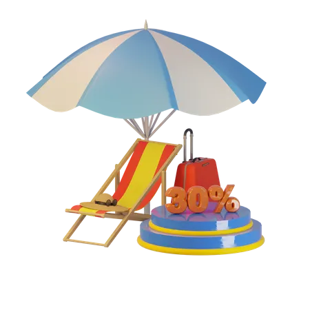 30 por ciento de oferta de verano  3D Illustration