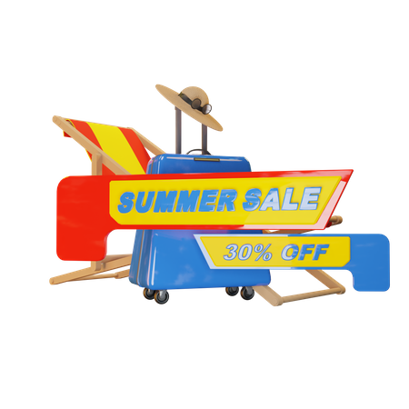 30 por ciento de descuento en ofertas de verano  3D Illustration