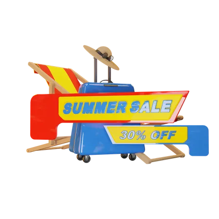 30 por ciento de descuento en ofertas de verano  3D Illustration