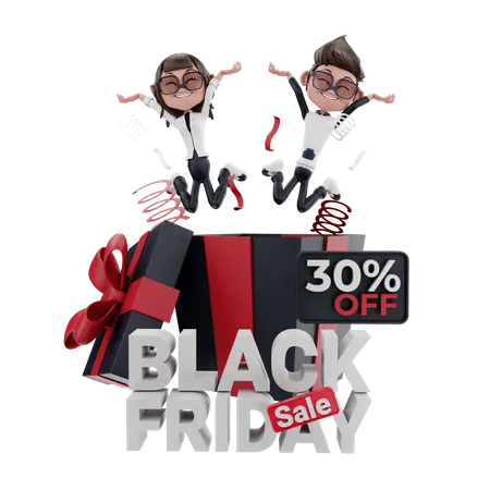 30 por ciento de descuento en la oferta del Black Friday  3D Illustration