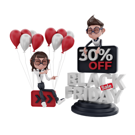 30 Prozent Black Friday Sale  3D Illustration