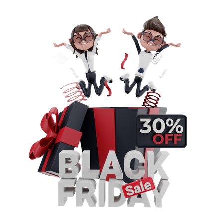 30 Prozent Rabatt beim Black Friday Sale  3D Illustration