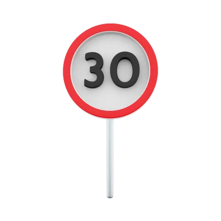 30 Speed Limit  3D Icon