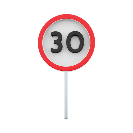 30 Speed Limit  3D Icon
