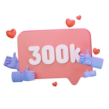 300K Love Like Followers  3D Icon