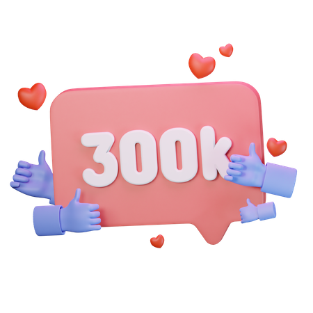 300K Love Like Followers  3D Icon