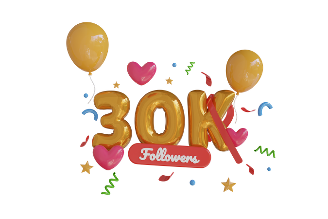 30K Follower  3D Icon