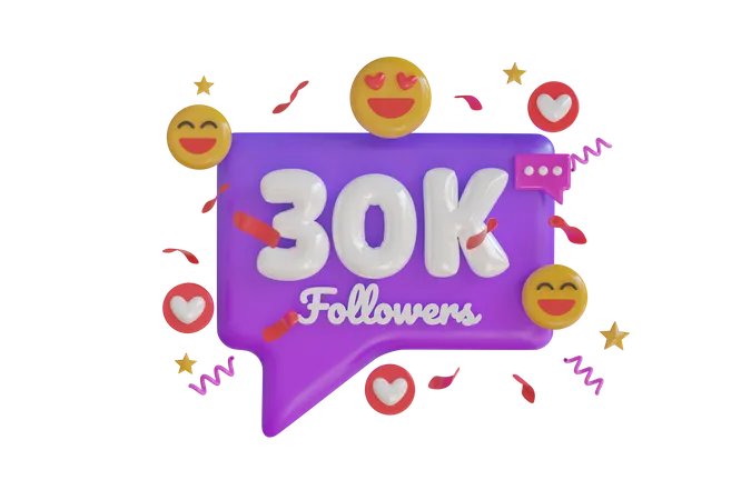 30k Followers  3D Icon