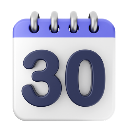 30th Calendar  3D Icon