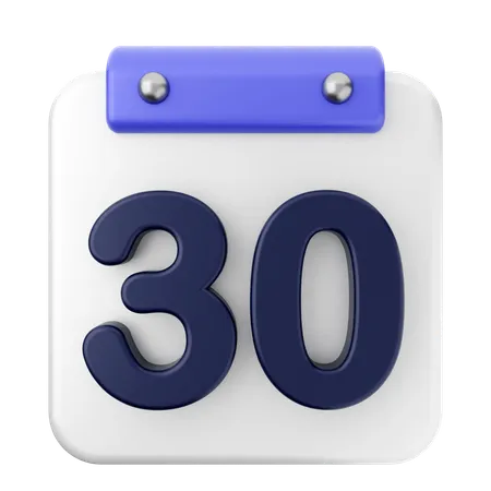 30th Calendar  3D Icon