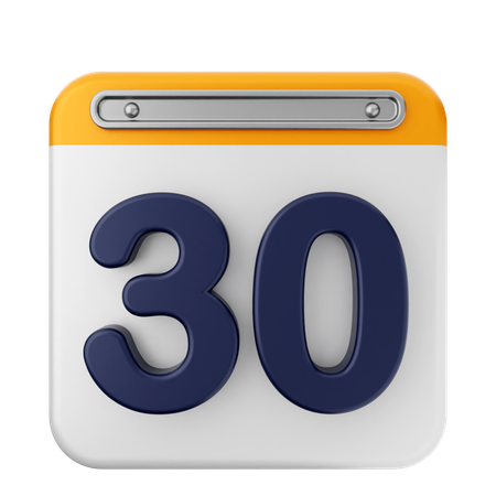 30th Calendar  3D Icon