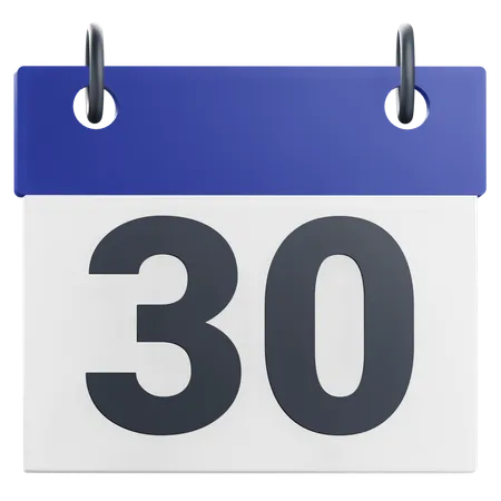 3 D 30th Thirty Day Of Month Calendar Illustration 3D Icon