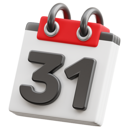 달력 날짜 31  3D Icon