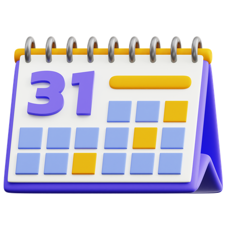 달력 날짜 31  3D Icon