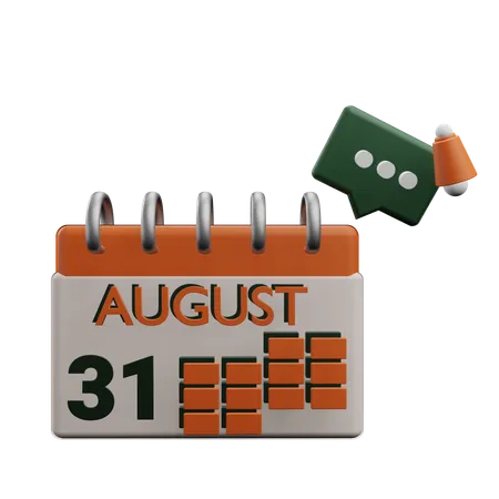 31 august  3D Icon