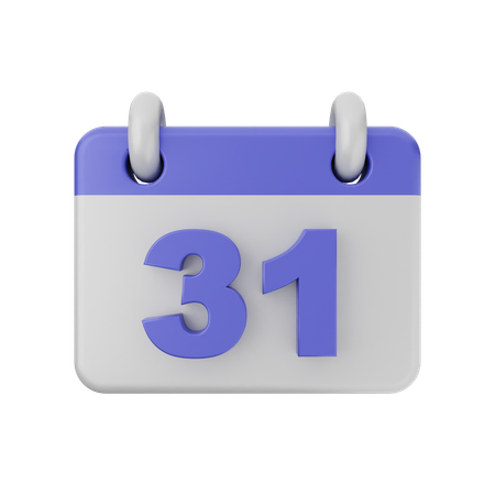 Calendário de 31 datas  3D Icon