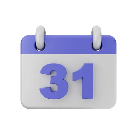 Calendário de 31 datas  3D Icon