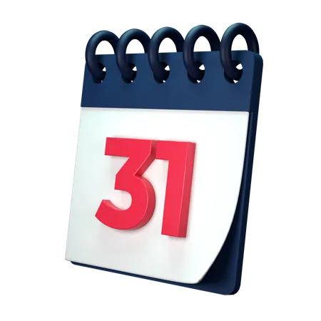 31 Date Calendar  3D Illustration