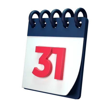 Calendrier de 31 dates  3D Illustration